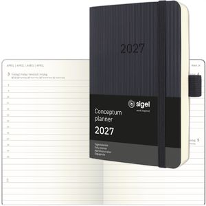 Sigel Taschenkalender C2721, Conceptum, Jahr 2027, 1 Tag auf 1 Seite, Softcover, A6