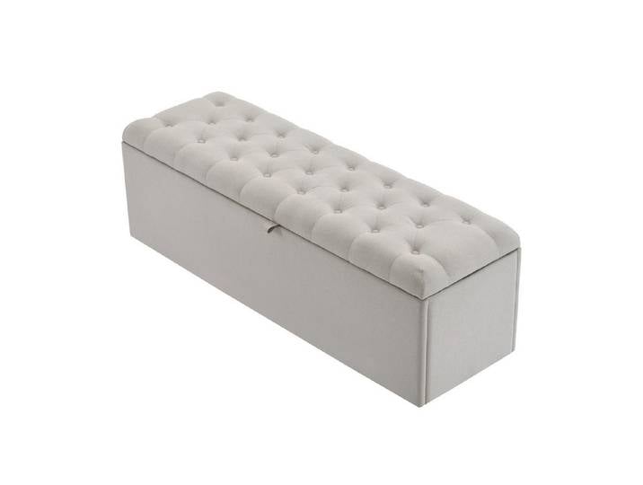 MODFU Polsterbank Bettbank Sitzbank (mit Stauraum, Leinenbezug, 141x41.5x47 cm – Stilvolle Sitzbank als Betthocker für Schlafzimmer und Wohnzimmer, modern und funktional)