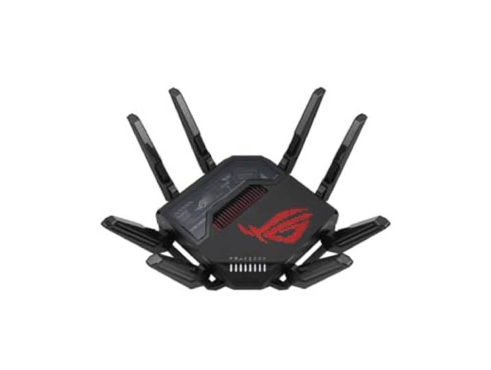 ASUS ROG Rapture GT-BE98 Quad-band WiFi 7 Gaming Router, Ondersteuning voor Nieuwe 320MHz Bandbreedte, 4096-QAM, MLO, Dual 10G Poorten, Backup WAN, Netwerkbeveiliging zonder Abonnementskosten, AiMesh