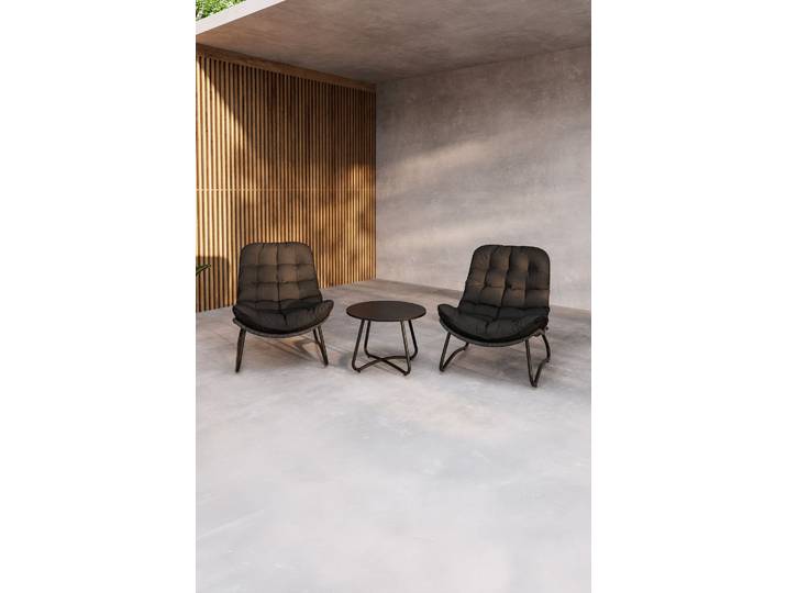 Gartenlounge-Set VENTURE HOME Cala, großzügiges Outdoor-Set für hohen Sitzkomfort , schwarz, B:68cm H:76cm T:93cm, Polyester, Stahl, Sitzmöbel-Sets, Gartenlounge-Set, Loungemöbel rund, Stoffbezug, angenehm, weich