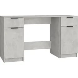 vidaXL Schreibtisch mit Beistellschrank Betongrau Holzwerkstoff