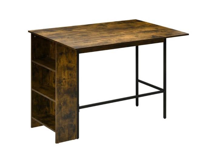 Table de bar pliante - Mange-debout avec rangement - Étagère à 3 niveaux - Utilisation : cuisine et salle à manger - ZENLINKJH