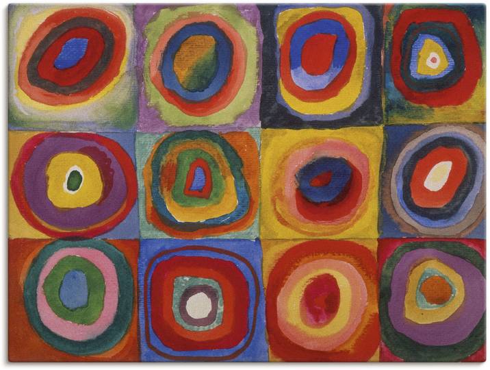 Leinwandbild ARTLAND Quadrate und konzentrische Ringe. 1913 , bunt (farbe bild(er): bunt), B:80cm H:60cm, Bilder, Leinwandbild, auf Holzrahmen gespannt