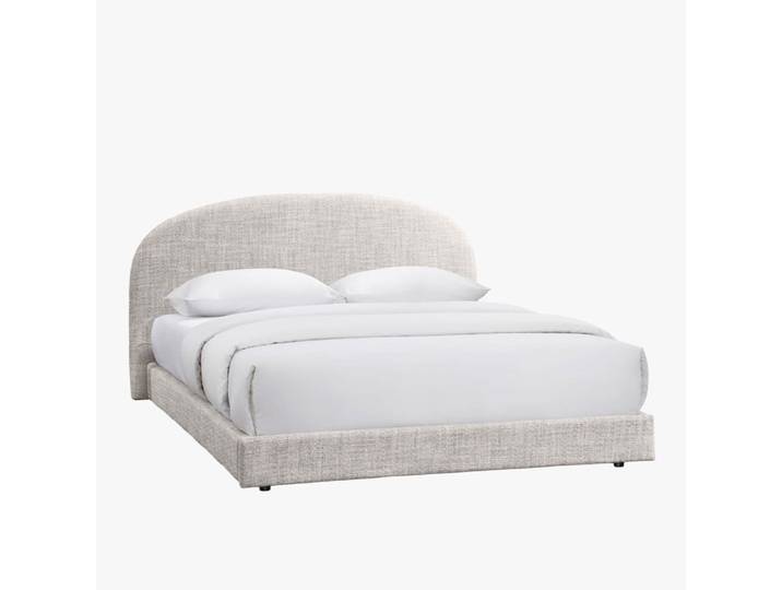 Lit double en tissu beige 180x200 cm