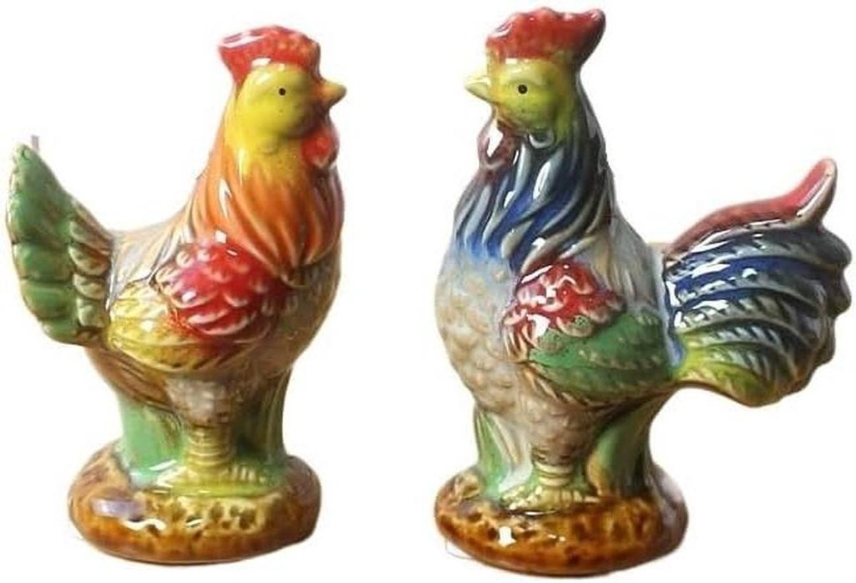 Meerkleurig Keramiek Kip Ornament met Oven-veranderd Glazuur