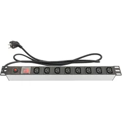 Good Connections Steckdosenleiste 48,30cm (19"), 1HE, Schuko-Stecker an 8x C13 Kaltgeräte-Buchse (10A), mit Schalter, USV Zubehör