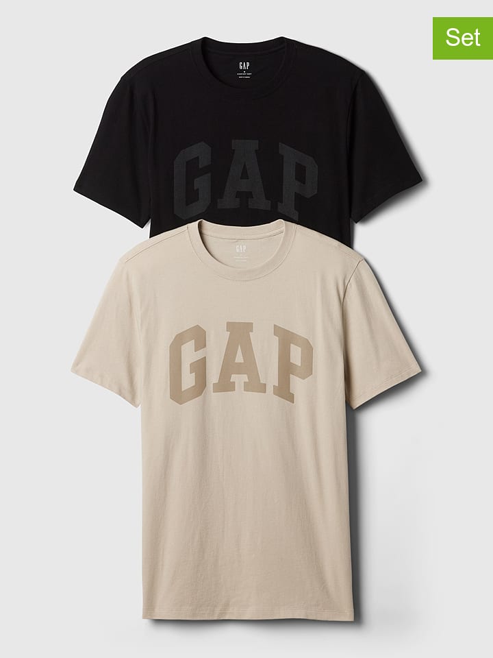 GAP 2er-Set: Shirts in Schwarz/ Beige - XXL