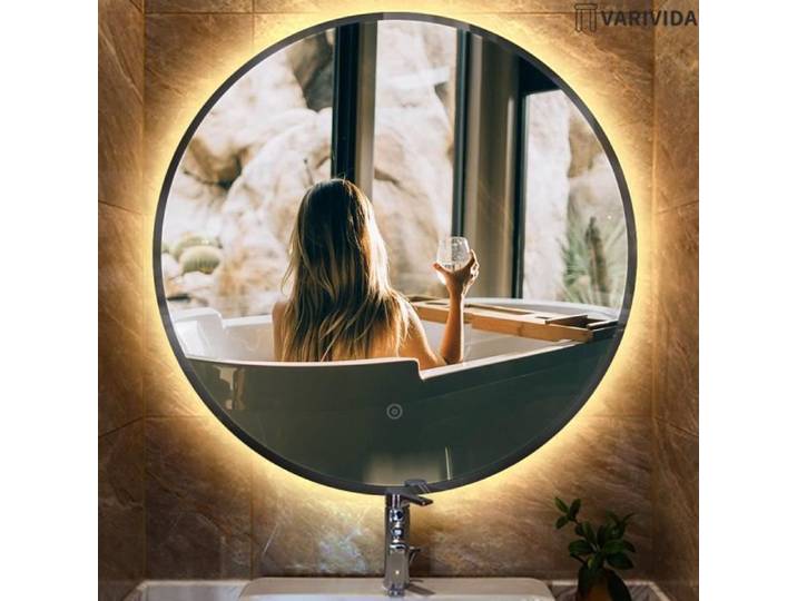 Miroir - VARIVIDA - Miroir Électrique Rond - Blanc Chaud - Éclairage LED - Anti-buée