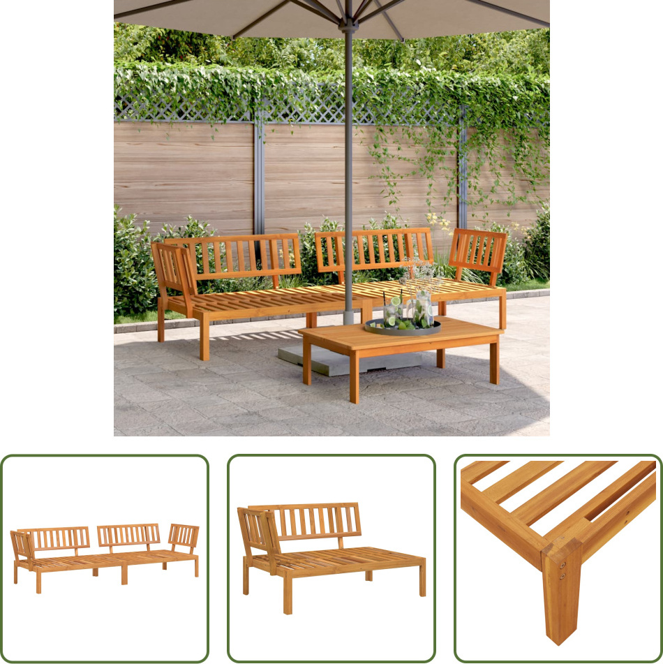 The Living Store Garten-Ecksofas aus Paletten 2 Stk. Massivholz Akazie
