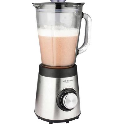 Michelino Standmixer mit Glasbehälter 1,5 Liter 500 Watt Standmixer 500W Schwarz, Silber