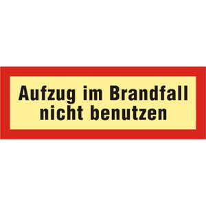Abtec Hinweisschild DIN 4066, Kunststoff, 15 x 5 cm, nachleuchtend, Aufzug im Brandfall
