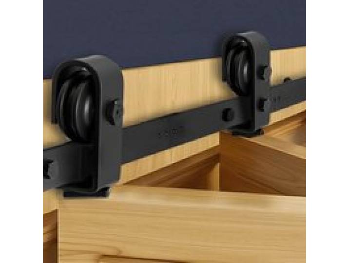 VEVOR Schiebetürsystem für faltbare Schiebetür, Schiebetürbeschlag 91,4 cm Laufschiene, geeignet für zwei 40,6 cm große Schrank-, Speisekammer- & Wäschetüren (nicht im Lieferumfang enthalten)