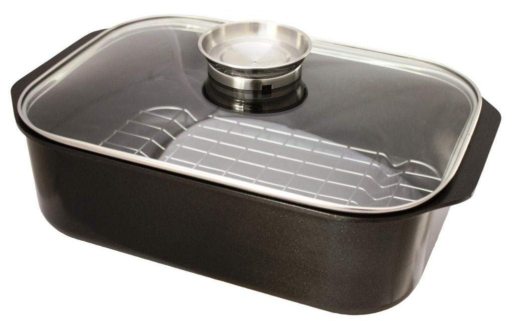 Baumalu Rechthoekige braadschaal van aluminiumgietsel met deksel, 33 x 21 cm
