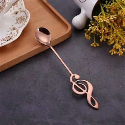 DynamicDeals Musical Note Stainless Steel Coffee Spoon Set For Desserts, Tea & Creative Gift Giving rose Gold