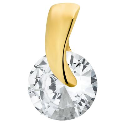 Kettenanhänger AMOR "Solitär-Optik", gold (gelbgoldfarben, kristallweiß, kristallweiß), Schmuckanhänger, Damen, Gelbgold 585, 0,81 g, Kettenanhänger, mit Zirkonia (synth.)