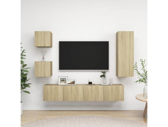 vidaXL 5-tlg. TV-Schrank-Sets Sonoma-Eiche Holzwerkstoff