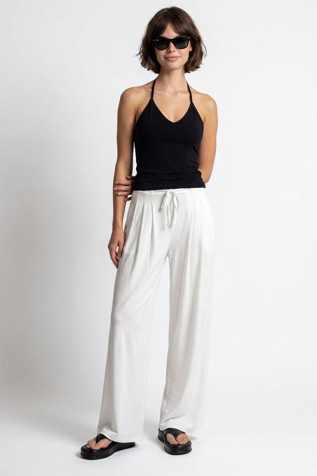 Damen Hochbundige Weite Jersey-Hosen