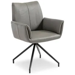 [de]sign & more Stuhl Losowa Leder Grau