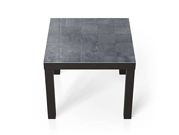 DEQORI Glastisch schwarz klein 55x55 cm Motiv Natursteinfliesen ausgefallener Beistelltisch aus Glas Hochglanz Couchtisch fürs Wohnzimmer moderner Couch Tisch mit Design