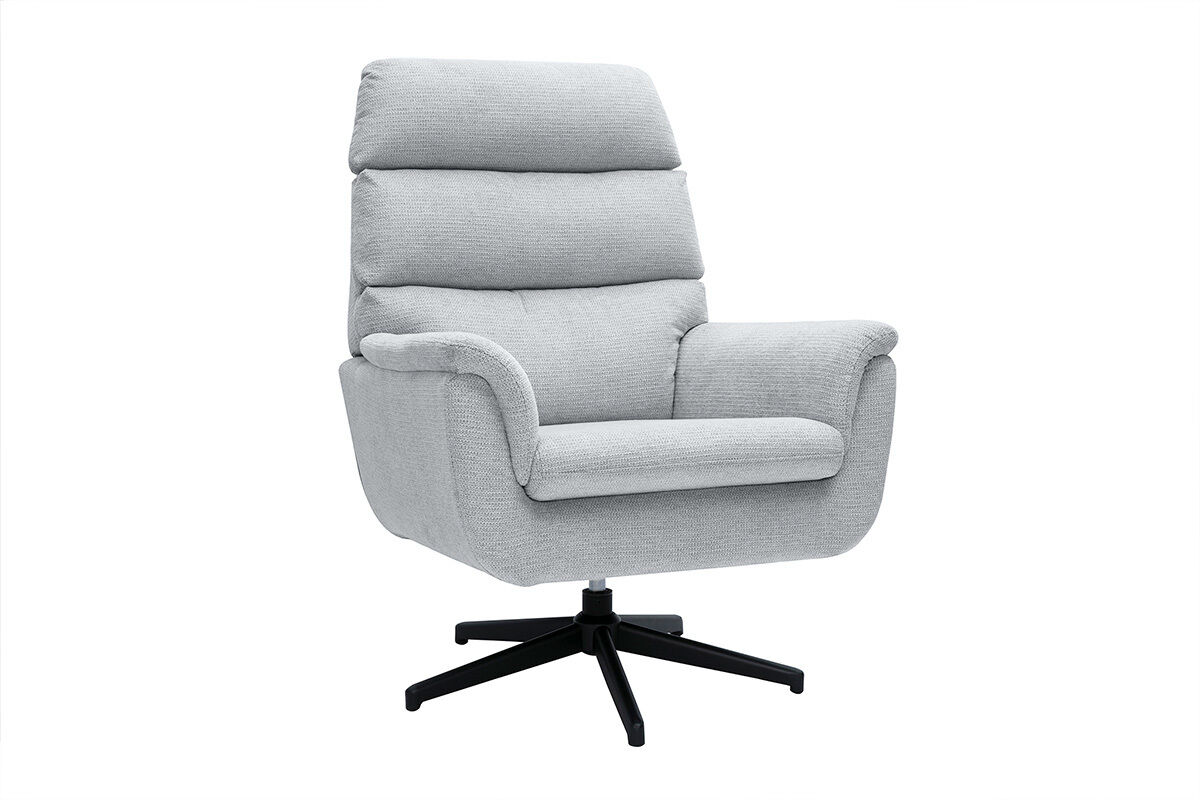 Miliboo Drehsessel aus Chenille-Stoff in Grau und Metall in Schwarz JONAH