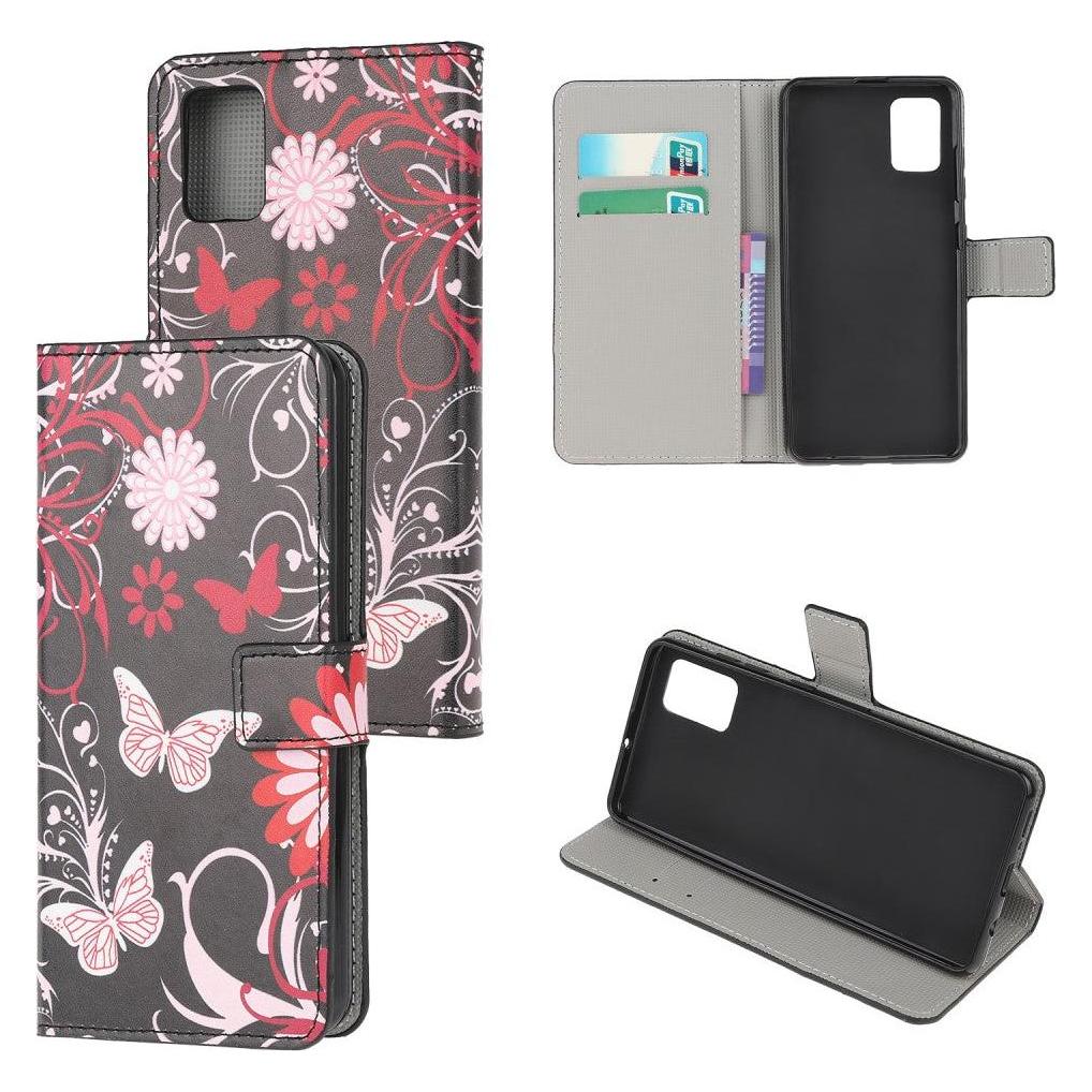 Cover-Discount Galaxy A51 - Leder Hülle Kartenfach Schmetterlinge schwarz (Samsung Galaxy A51) (101223681I)