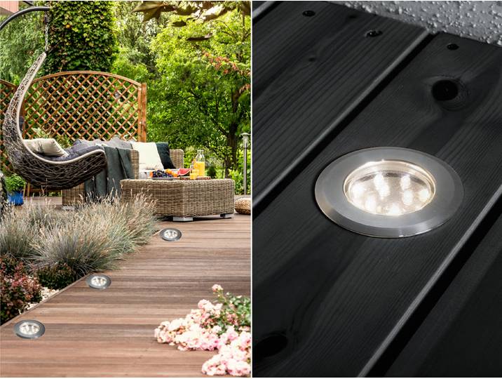 Konstsmide Bodeneinbauspot LED gross 3er-Basis-Set Edelstahl, 3000K, 3x12lm, 3x8,64W, 12V/240V, Edelstahl/Glas, 7465-000