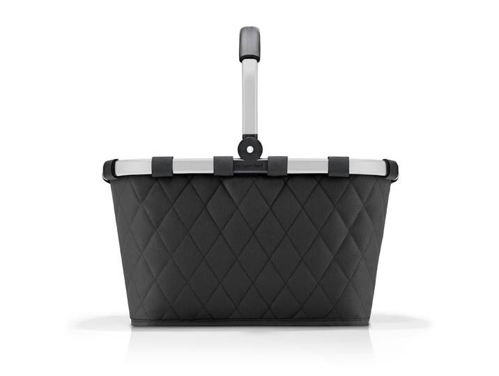 Einkaufskorb REISENTHEL carrybag , schwarz (rhombus schwarz), B:48cm H:29cm T:28cm, Polyester, Einkaufskörbe, Einkaufskorb, Standfüße, ummantelter Griff zum Umklappen, Innentasche Reißverschluss
