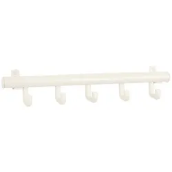 PROREGAL Kompakte Aluminium Wandgarderobe mit 5 Kunststoffhaken | HxBxT 10x50x7,5cm | Weiß