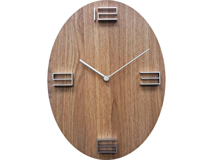 Nextime Wanduhr, Braun, Holz, 29.5x39.5x4 cm, RoHS, CE, 3D-Zahlen, Dekoration, Uhr, Wanduhren