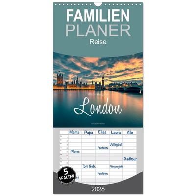 Familienplaner 2026 - Weltmetropole London mit 5 Spalten (Wandkalender, 21 x 45 cm) CALVENDO