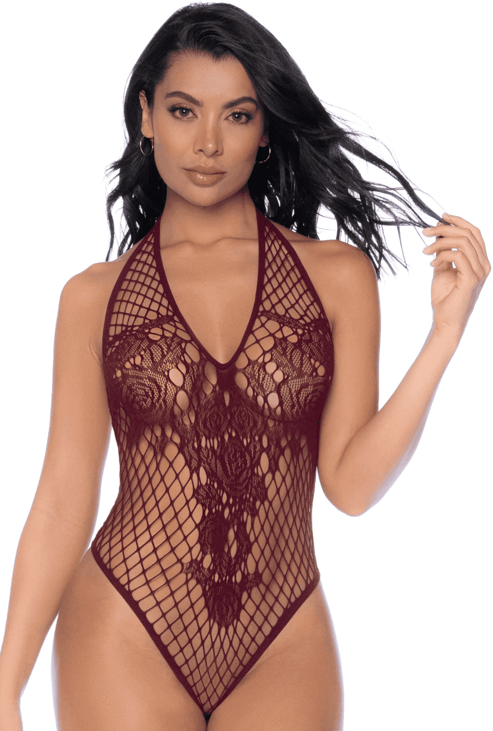 Mapalé Body string en résille couleur cerise