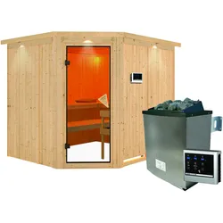 Karibu Sauna Malin-9 kW Ofen-Steuergerät-Inkl.Dachkranz