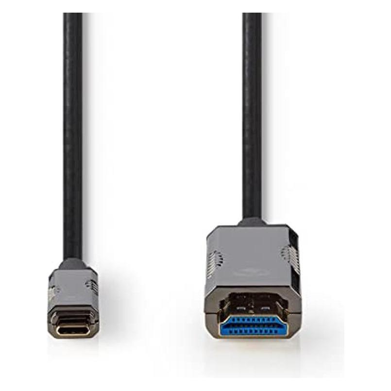 Nedis optische USB-Kabel (aktiv) USB-CT Stecker HDMIT Stecker 18 Gbps 50.0 m rund PVC Schwarz Karto (50 m) (CCBG6410BK500)