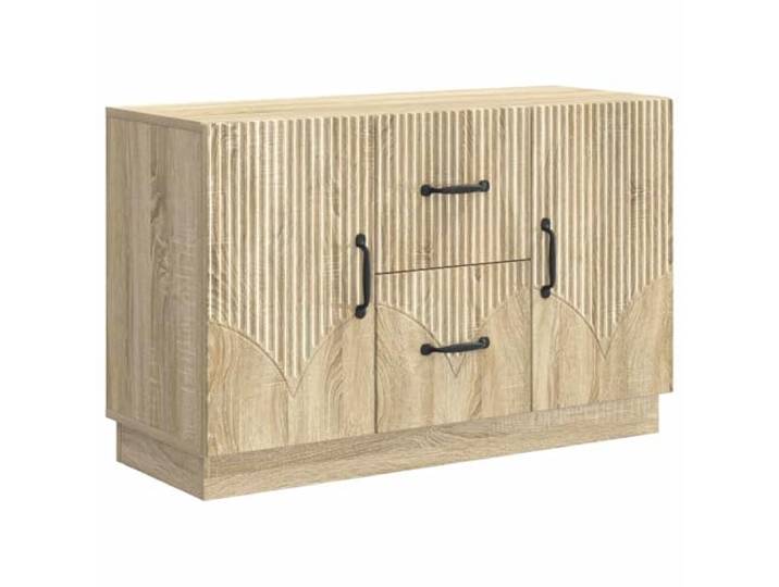 TEKGHUT Sideboard Sonoma-Eiche 89 x 34,5 x 57 cm Holzwerkstoff Modulare Fächer und Regale, Türen mit Schiebemechanismus, für Geschirr und Textilien, Montage erforderlich