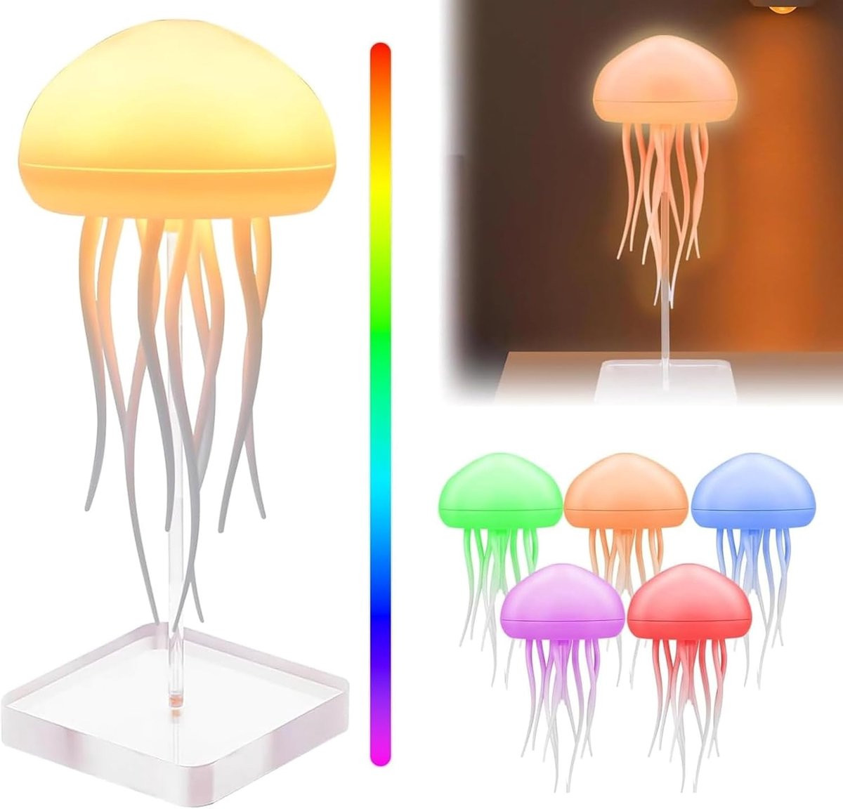 SnelShoppen LED Jellyfish Lamp - USB Oplaadbare Decoratie met Realistische Beweging en 2 Modi