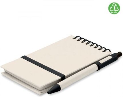 MITO SET Notebook A6 riciclato con penna blu e chiusura elastica Personalizzate o neutre