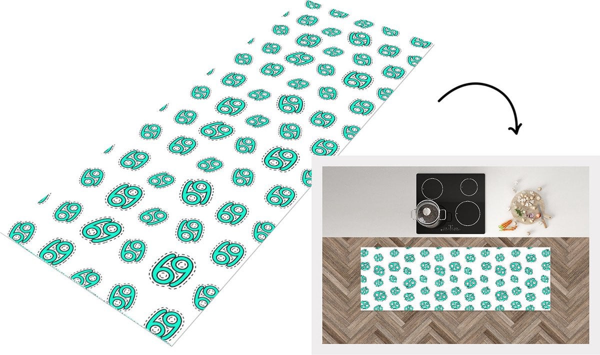 KitchenYeah Keukenloper Kreeft Zodiac Design Vinyl 150 x 50 cm