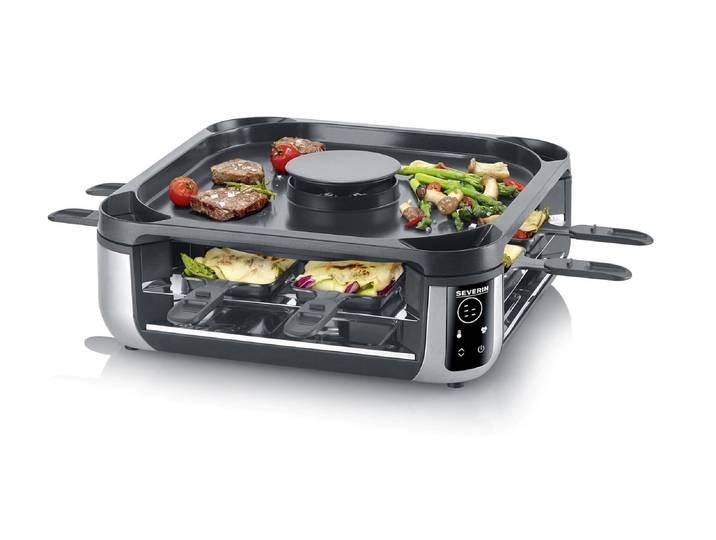 SEVERIN Raclette RG 2379 Smokeless 8 Personen , schwarz (schwarz, silber), Raclettes, Raclette