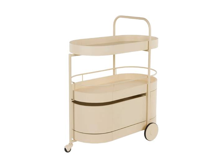 Grosser Design Servierwagen „Wim“ Eiche Beige Zuiver