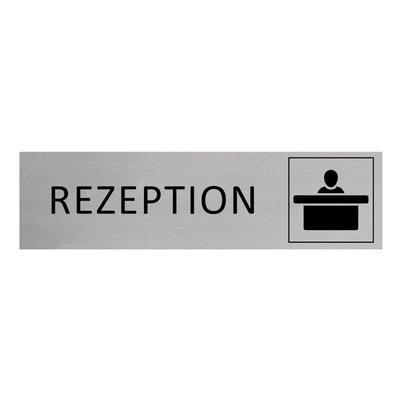 CombiCraft Aluminium Türschild Rezeption 165x45mm mit 3M-Tape zur Befestigung, einfache Kennzeichnung von Räumen und Bereichen