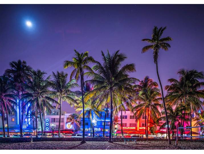 Fototapete PAPERMOON South Beach Miami , bunt, B:4m L:2,6m, Vlies, Tapeten, Fototapete