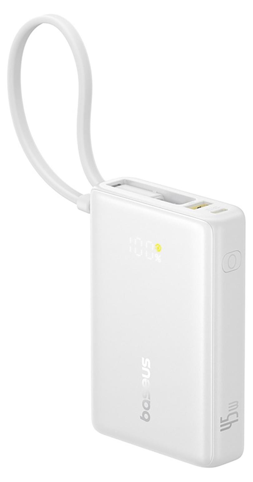 Baseus PicoGo Powerbank met digitaal display, 10000mAh, 45W, wit