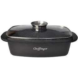 Alu Guss Bräter ø32cm mit Glasdeckel Induktion Pfanne Schmortopf Marmorbeschichtung