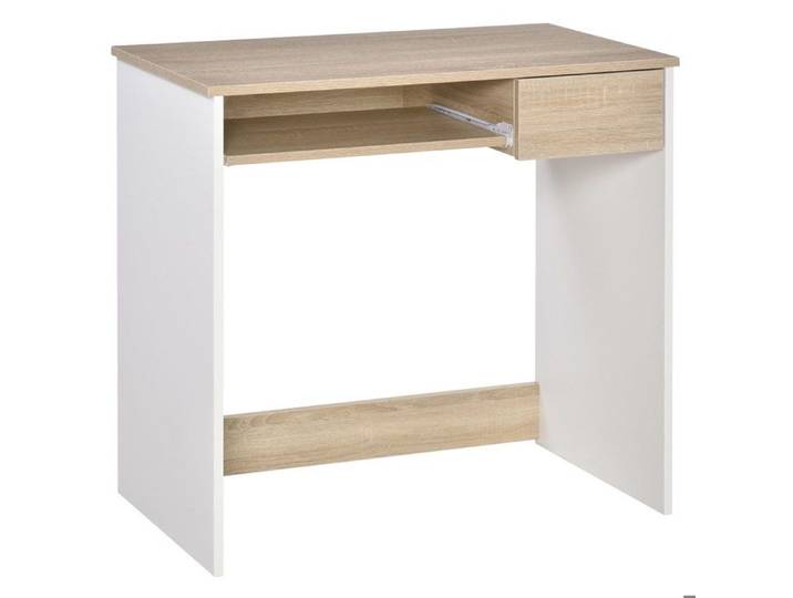FSX Bureau pour chambre bureau PC en bois bureau pour ordinateur avec plateau pour clavier blanc et chêne