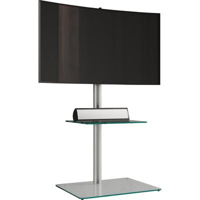 Wohnzimmertisch VCM "TV Standfuß Alu Glas Fernseh Ständer Fuß Alani", weiß (klarglas), B:60cm T:45cm, Regale, TV-Board