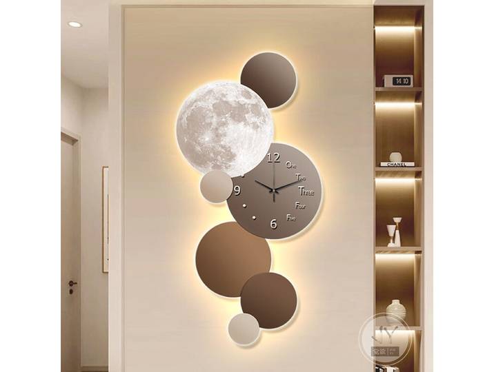 Horloge murale décorative moderne pour hall d'entrée, horloge murale numérique LED abstraite, horloge silencieuse pour salon, couloir, décoration de chambre