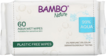 Bambo Nature Aqua Wet Wipes Plastic Free 60 un