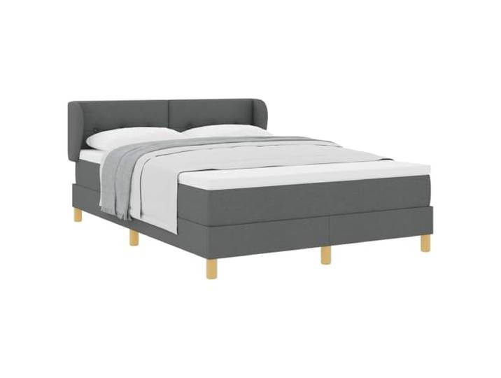 PUGYNBK Boxspringbett, Stoff, dunkelgrau, 160 x 200 cm Verstellbares Kopfteil, Taschenfedern, massives Kiefernholz, Pfostenbeine