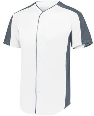 Augusta Sportswear 1655 Athletic Full-Button Baseball Jersey T-Shirt in white size Medium   Polyester