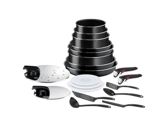 Tefal Ingenio Easy On 20-teiliges Topf und Pfannenset abnehmbarer Griff, stapelbar, platzsparend, Töpfe und Pfannen mit Antihaftversiegelung, einfache Handhabung und Reinigung, L15994